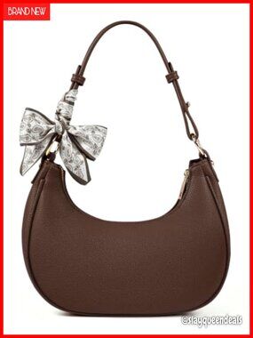 Shoulder Bag for Women Faux Leather Hobo Purse with Scarf